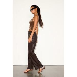 Lulus Zyren Dark Brown Vegan Leather Mid-rise Straight Leg Pants - Size M